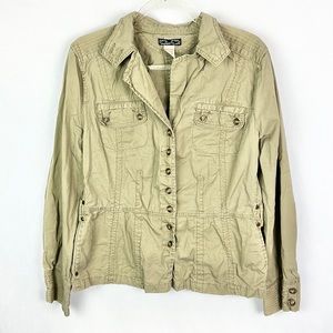 SUPPLIES |🫒Olive Army Green Button-Up Long-Sleeved Military Washed Worn Jacket